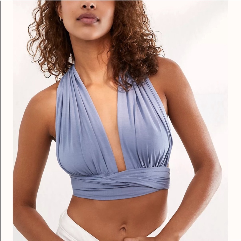 NWOT Free People 100 Ways Convertible Bralette Top Size Xs in Blue Slate